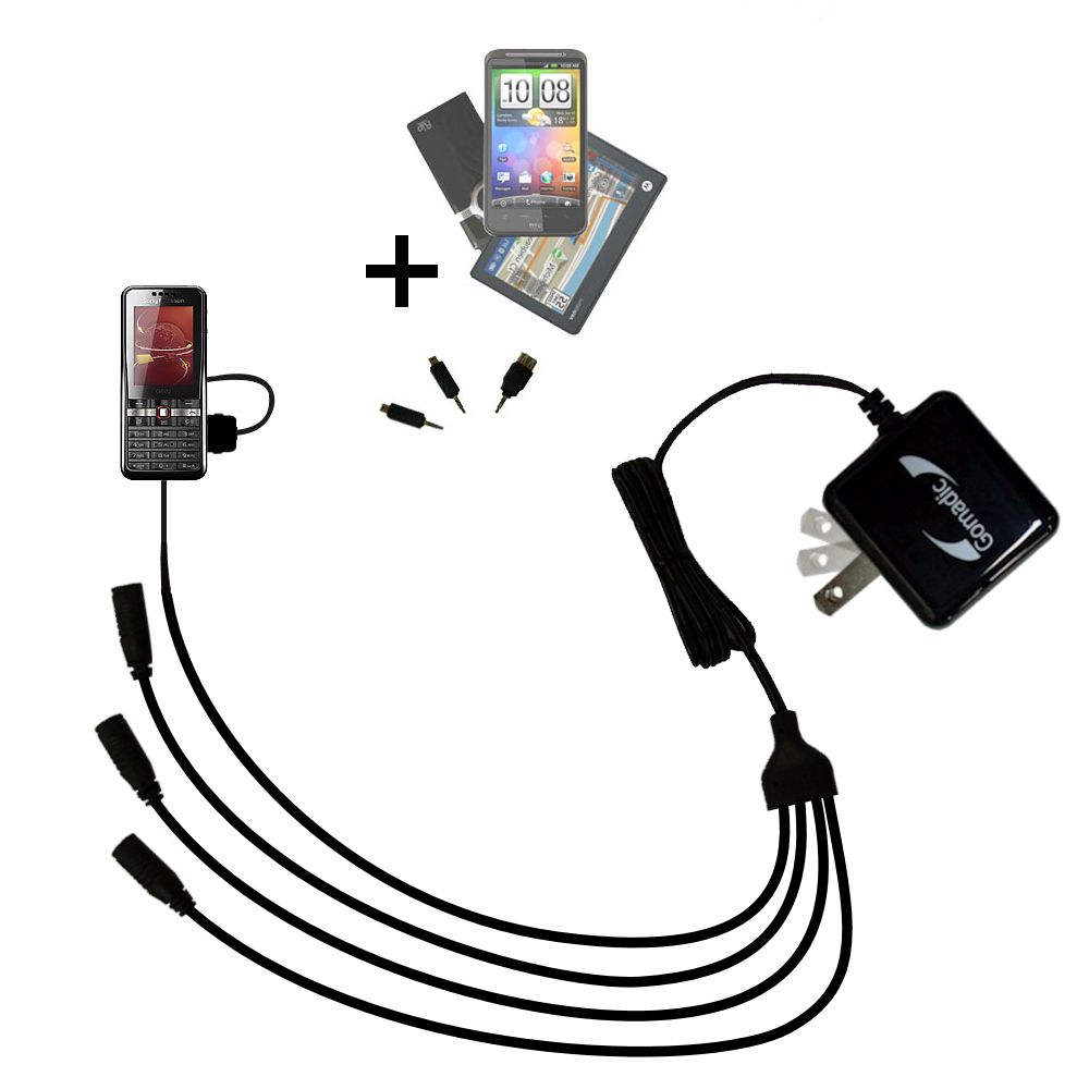 Quad output Wall Charger includes tip for the Sony Ericsson G502