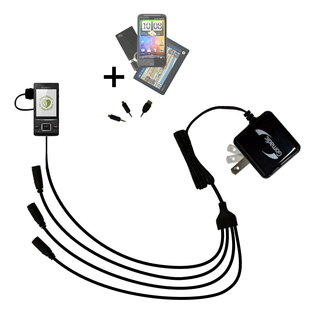 Quad output Wall Charger includes tip for the Sony Ericsson Hazel