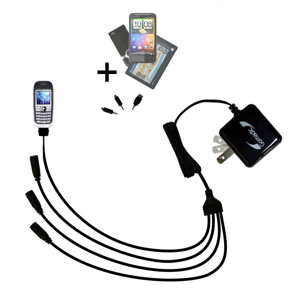 Quad output Wall Charger includes tip for the Sony Ericsson J300i