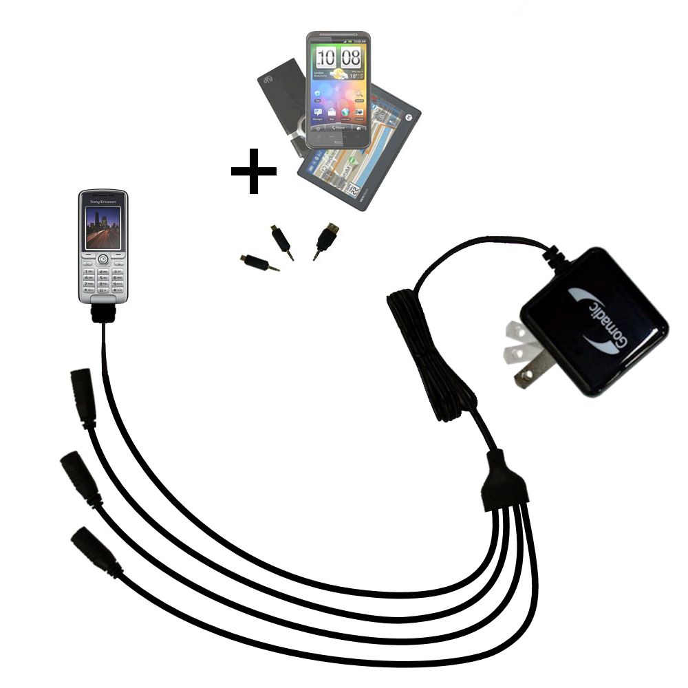Quad output Wall Charger includes tip for the Sony Ericsson K320i