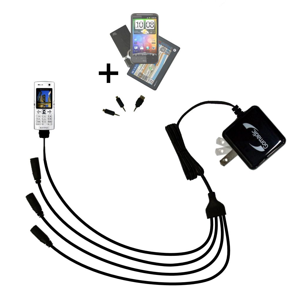 Quad output Wall Charger includes tip for the Sony Ericsson K608i