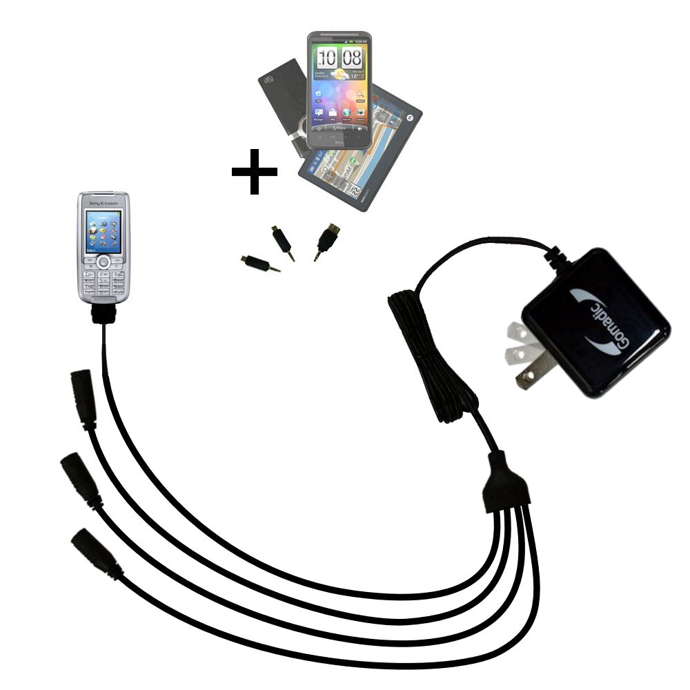 Quad output Wall Charger includes tip for the Sony Ericsson K700c