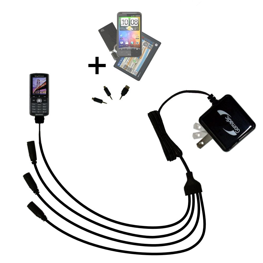 Quad output Wall Charger includes tip for the Sony Ericsson k750c