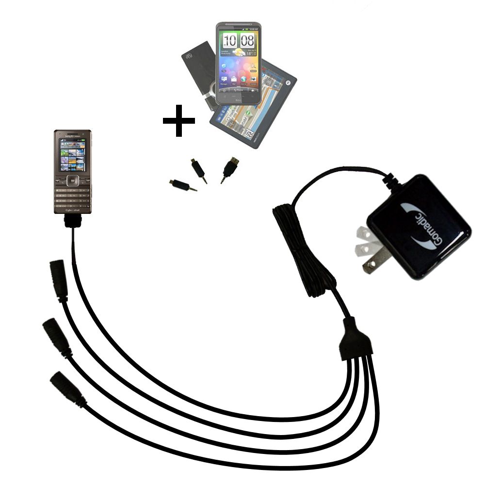 Quad output Wall Charger includes tip for the Sony Ericsson k770i