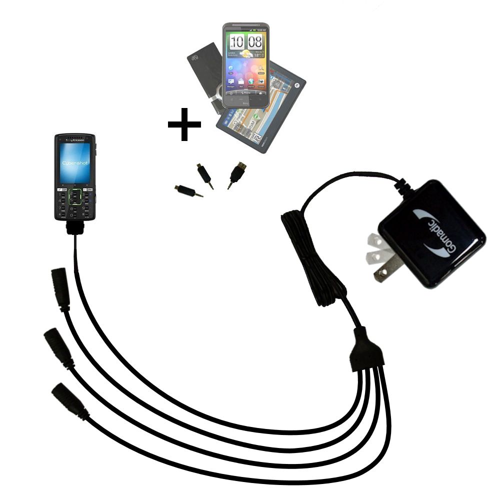 Quad output Wall Charger includes tip for the Sony Ericsson K818c