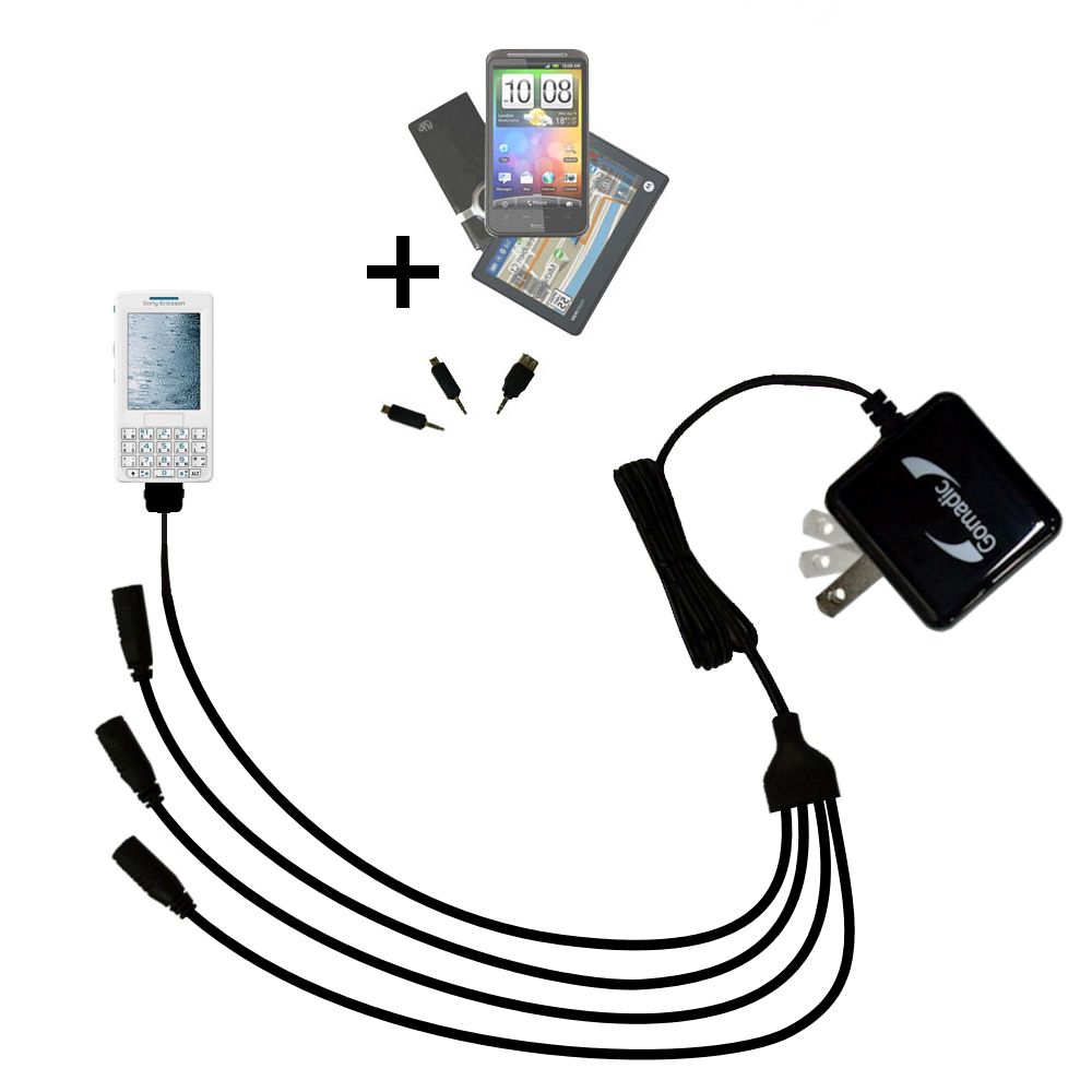 Quad output Wall Charger includes tip for the Sony Ericsson M600i