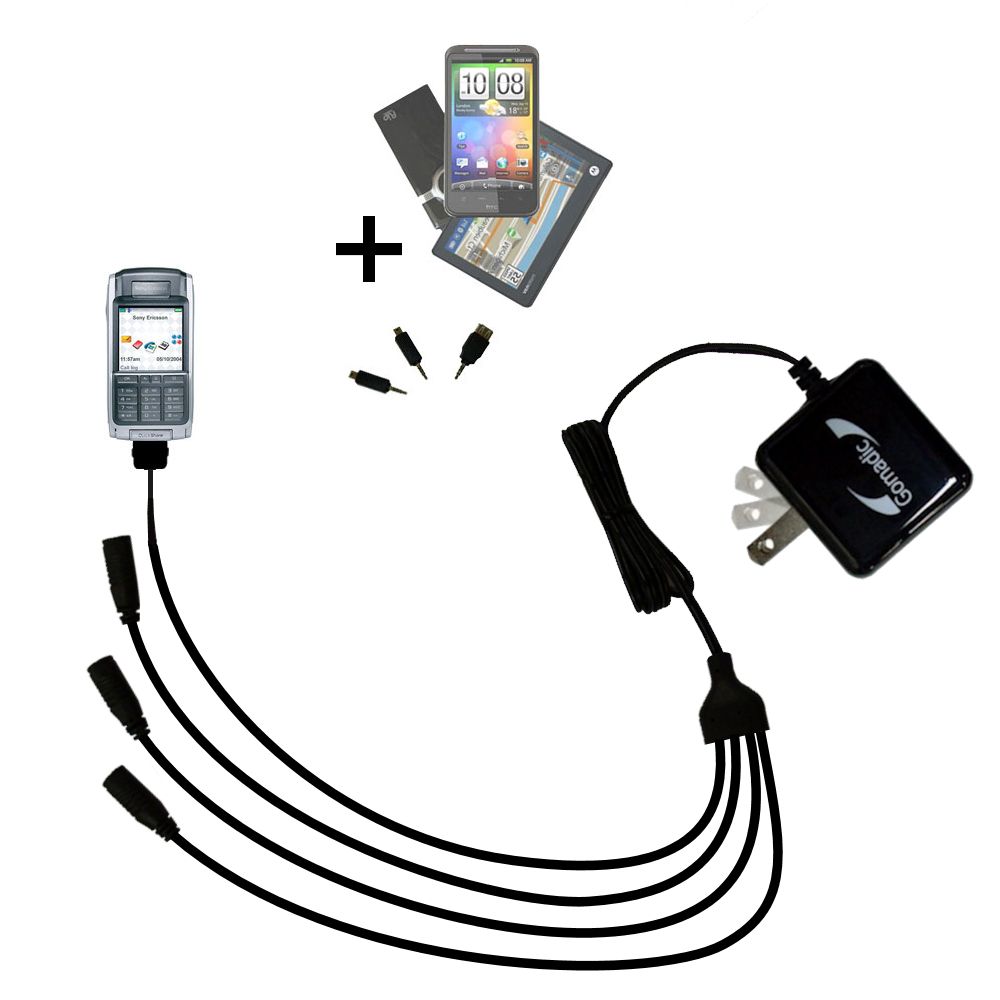 Quad output Wall Charger includes tip for the Sony Ericsson P910c