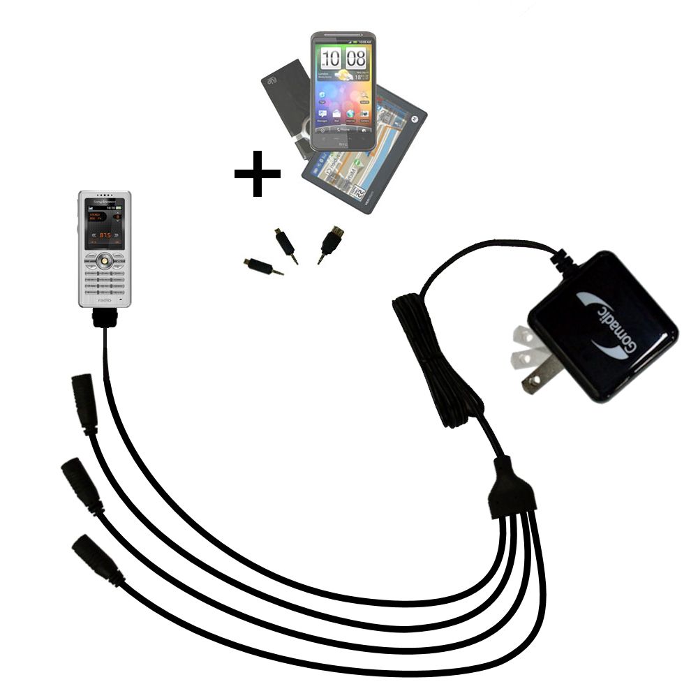 Quad output Wall Charger includes tip for the Sony Ericsson R300