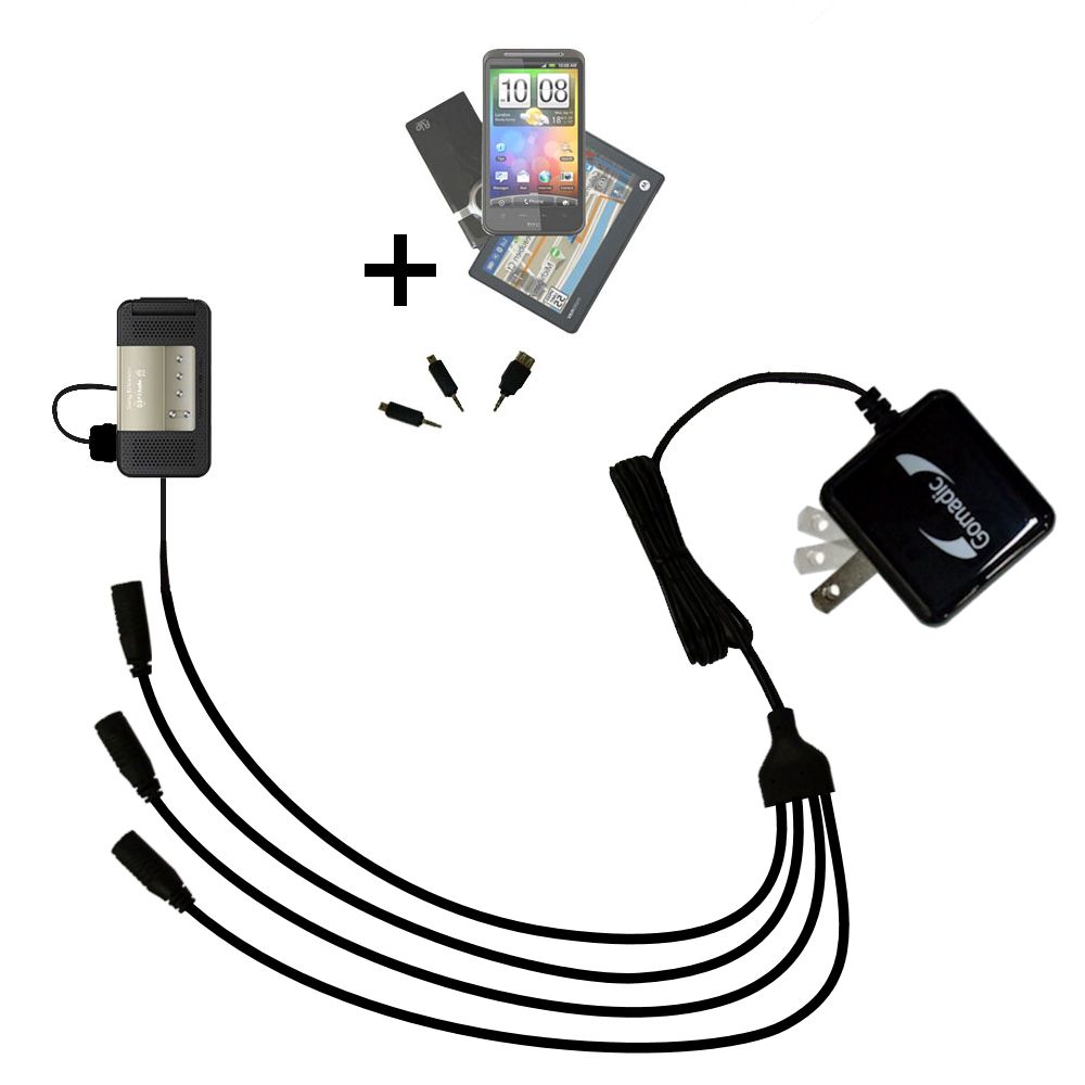 Quad output Wall Charger includes tip for the Sony Ericsson R306