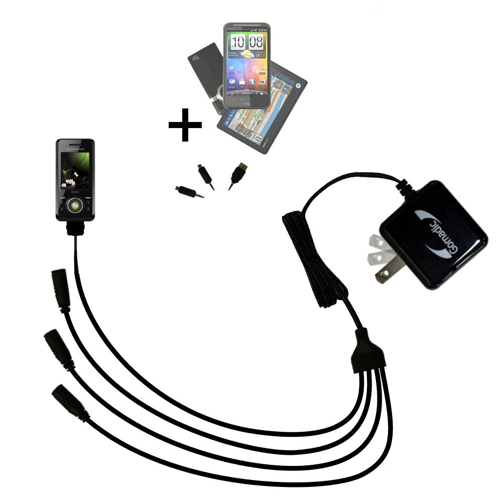 Quad output Wall Charger includes tip for the Sony Ericsson S500i