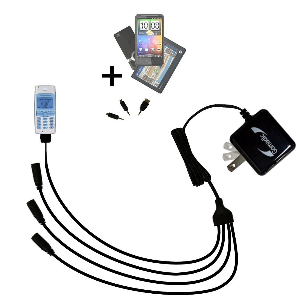 Quad output Wall Charger includes tip for the Sony Ericsson T100