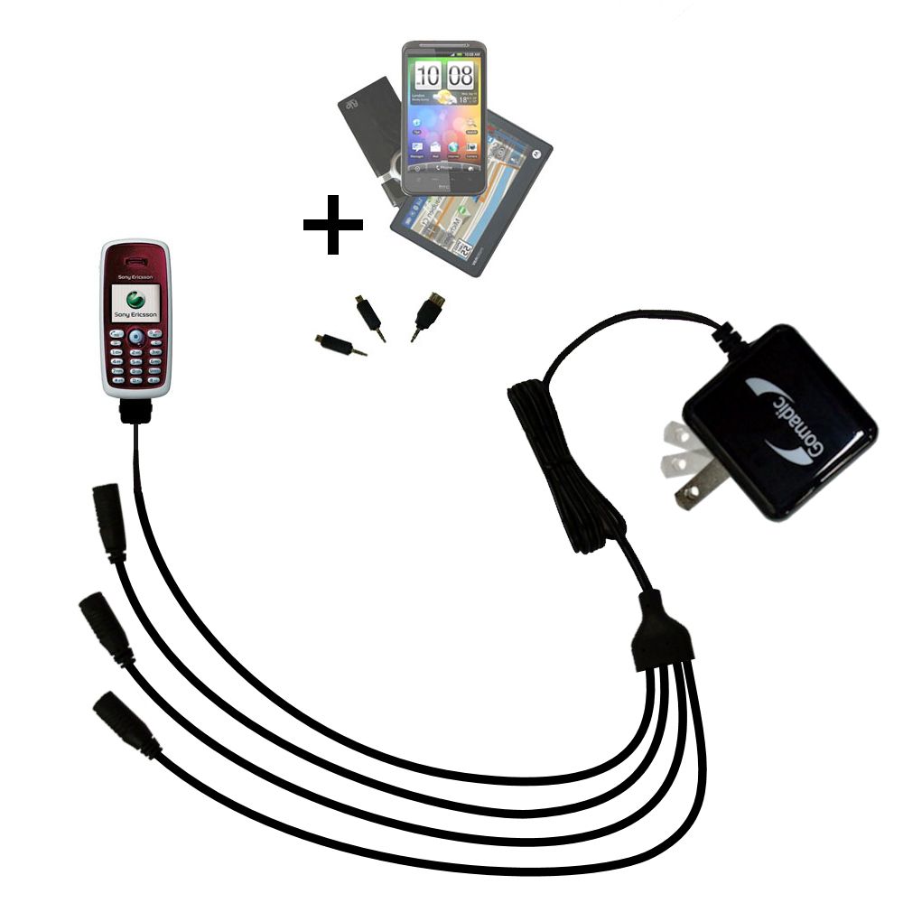 Quad output Wall Charger includes tip for the Sony Ericsson T300