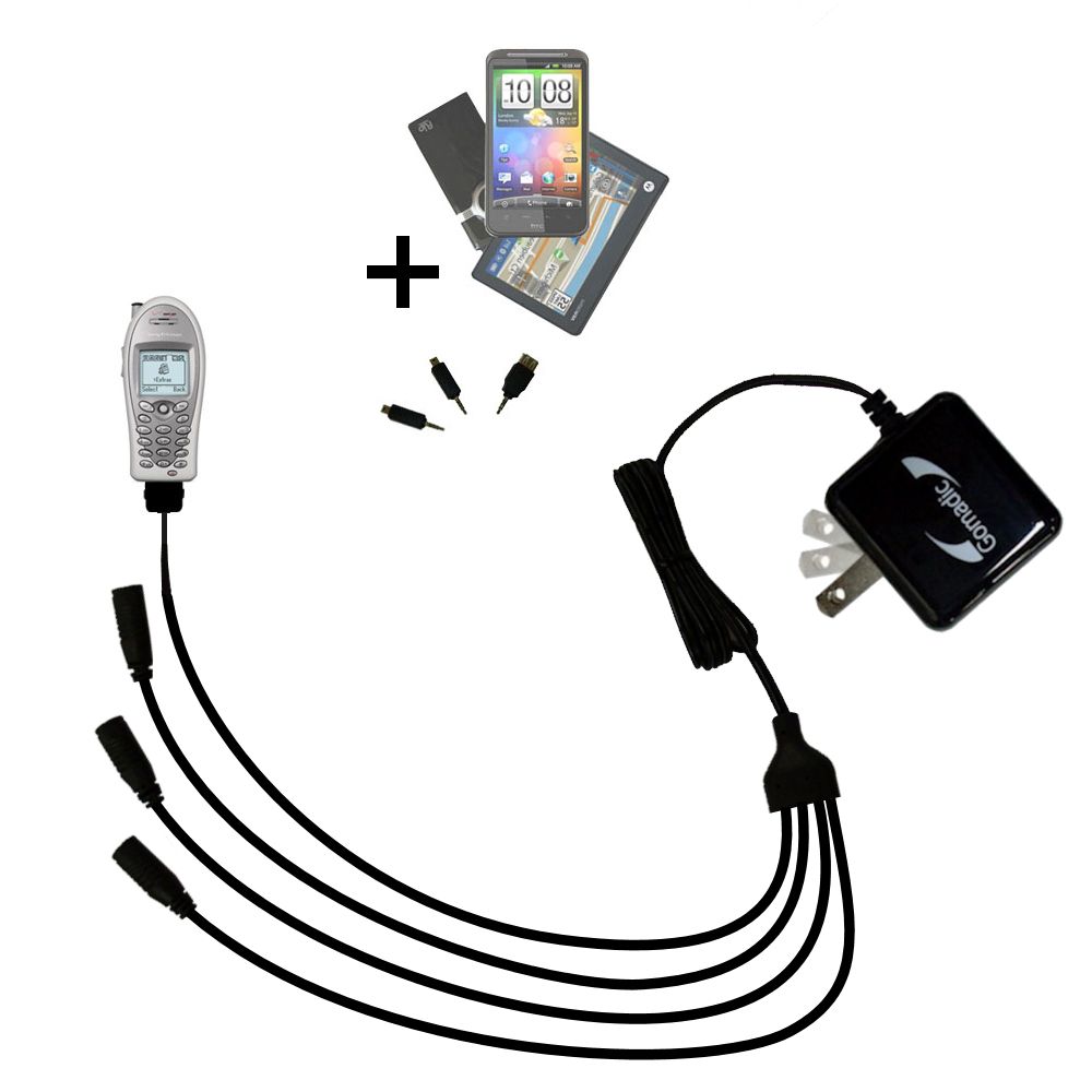 Quad output Wall Charger includes tip for the Sony Ericsson T60c