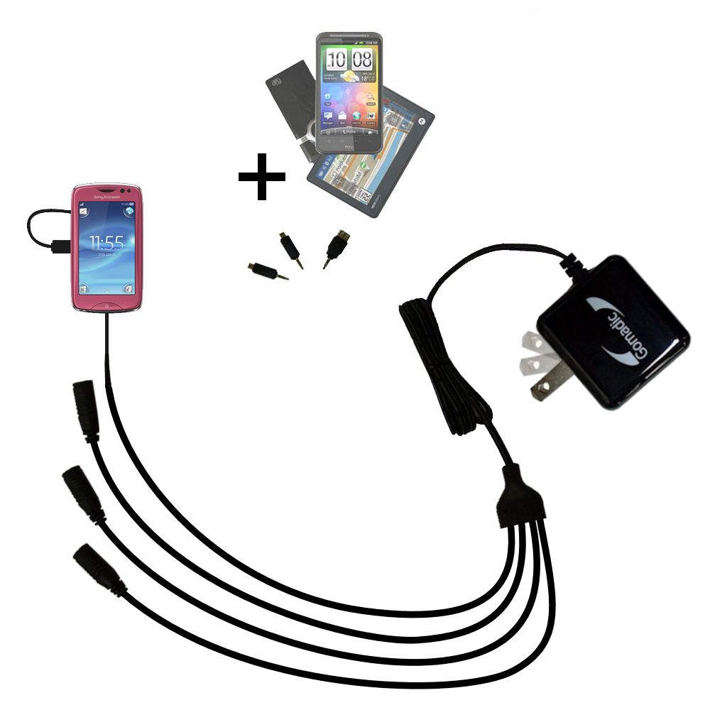 Quad output Wall Charger includes tip for the Sony Ericsson txt Pro
