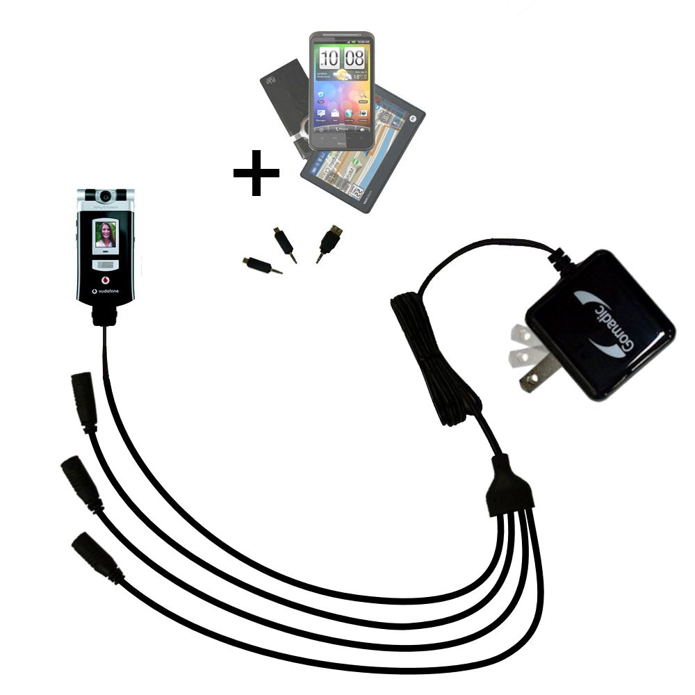 Quad output Wall Charger includes tip for the Sony Ericsson V800