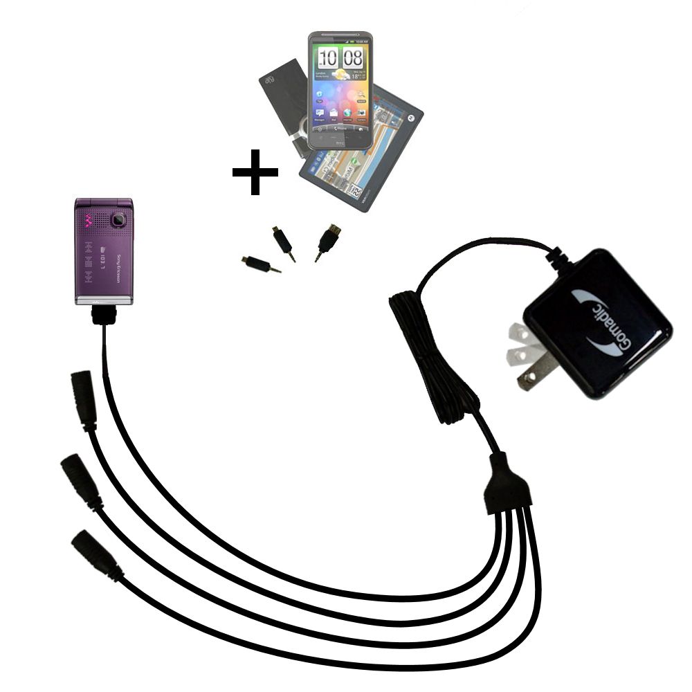 Quad output Wall Charger includes tip for the Sony Ericsson w380a