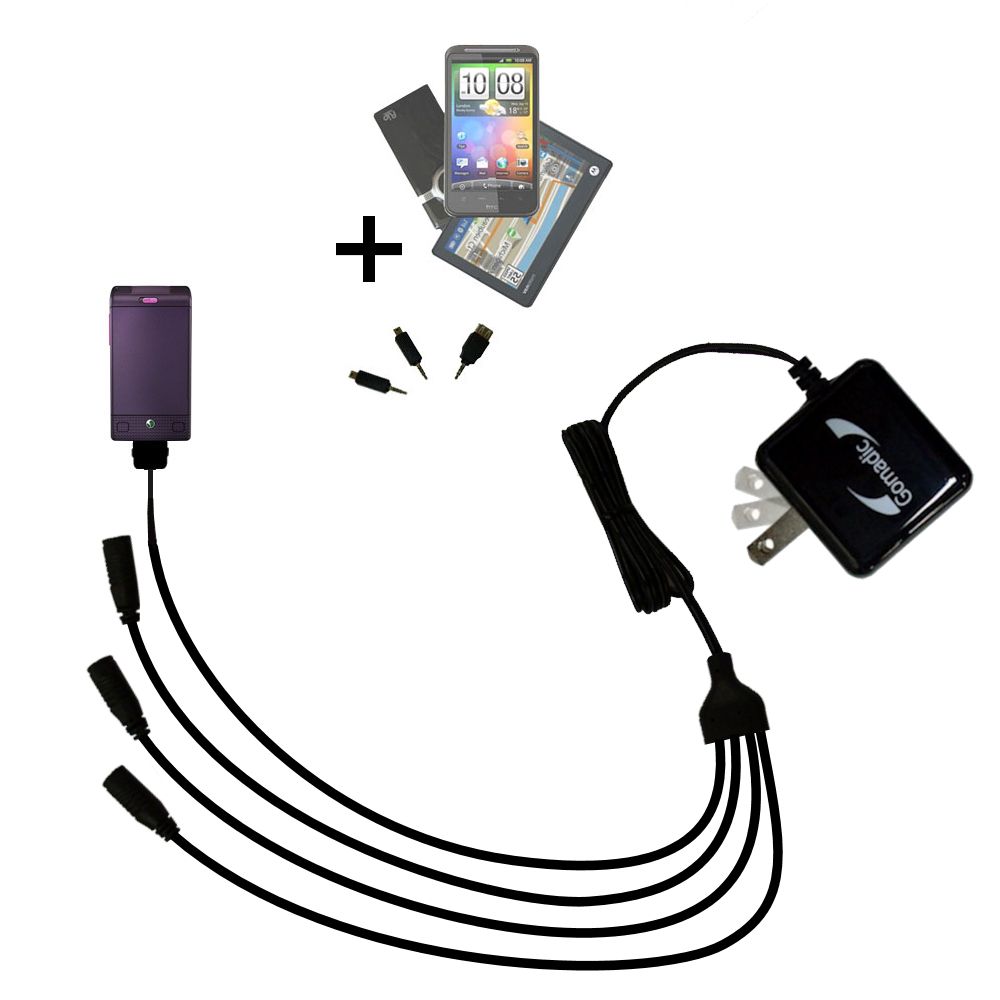 Quad output Wall Charger includes tip for the Sony Ericsson w380i