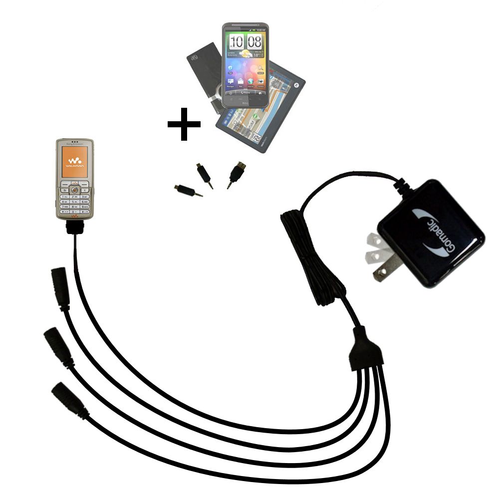 Quad output Wall Charger includes tip for the Sony Ericsson w700c