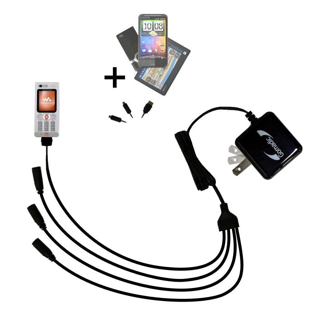 Quad output Wall Charger includes tip for the Sony Ericsson w880i