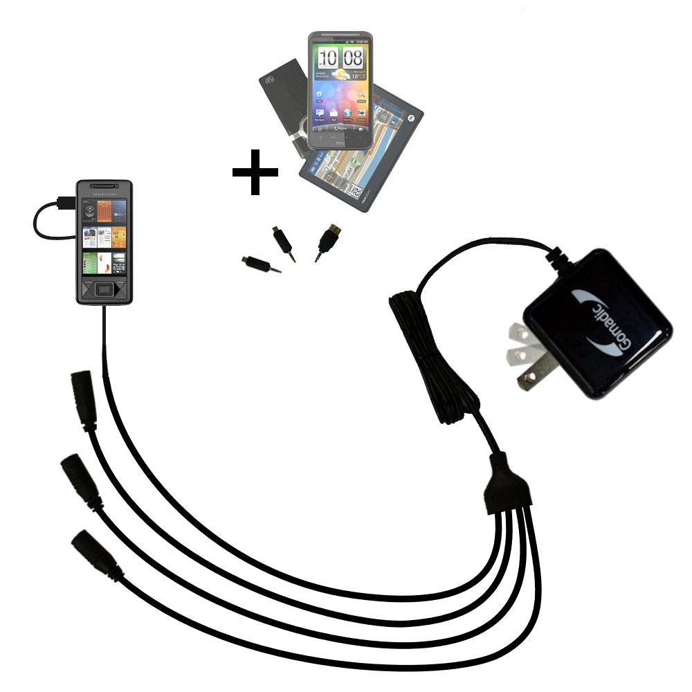 Quad output Wall Charger includes tip for the Sony Ericsson Xperia X1