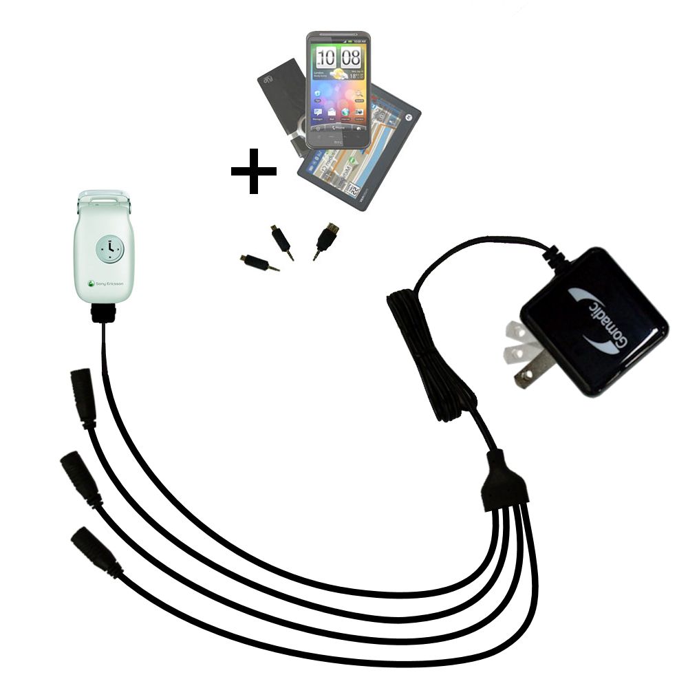 Quad output Wall Charger includes tip for the Sony Ericsson Z200