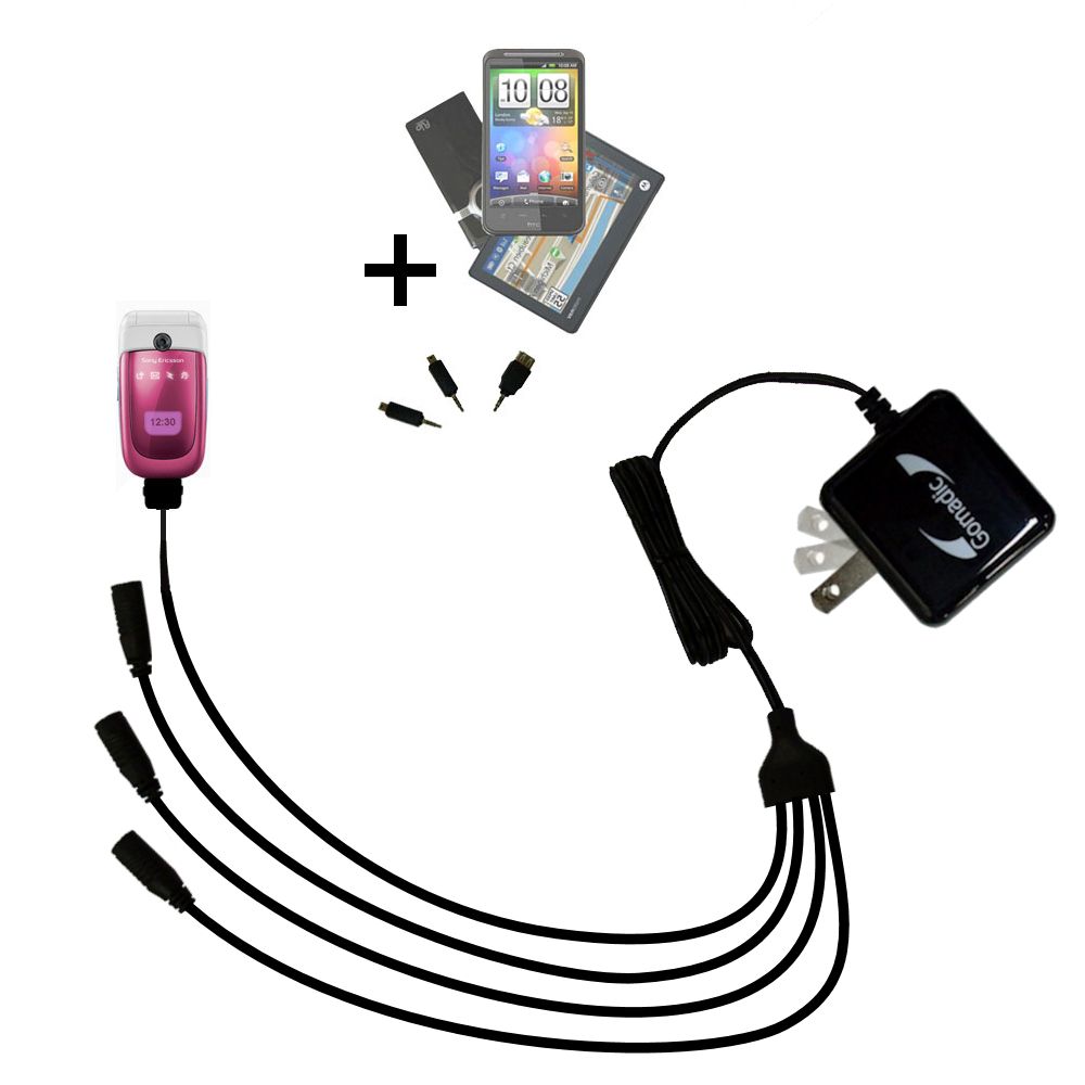 Quad output Wall Charger includes tip for the Sony Ericsson z310a