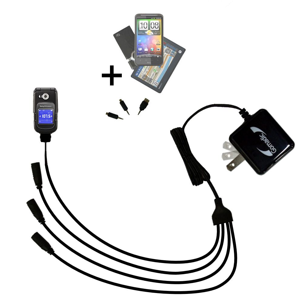 Quad output Wall Charger includes tip for the Sony Ericsson z710c
