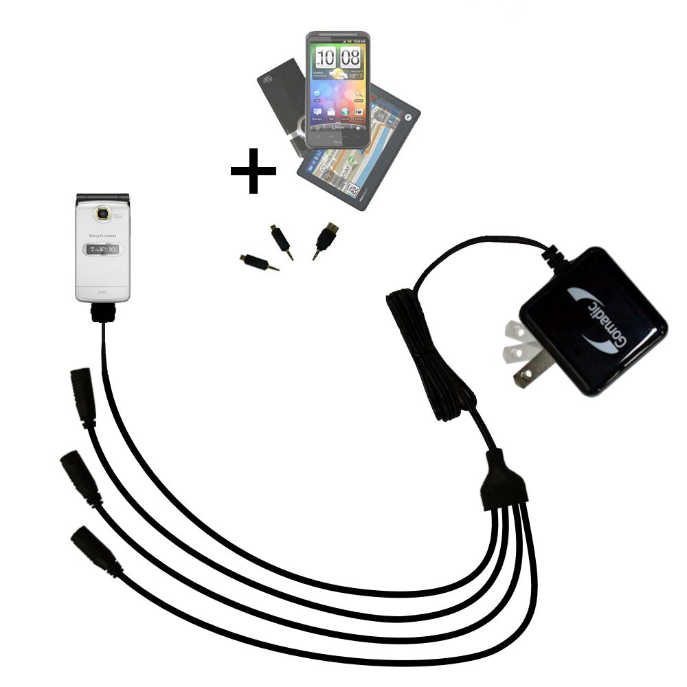 Quad output Wall Charger includes tip for the Sony Ericsson Z780