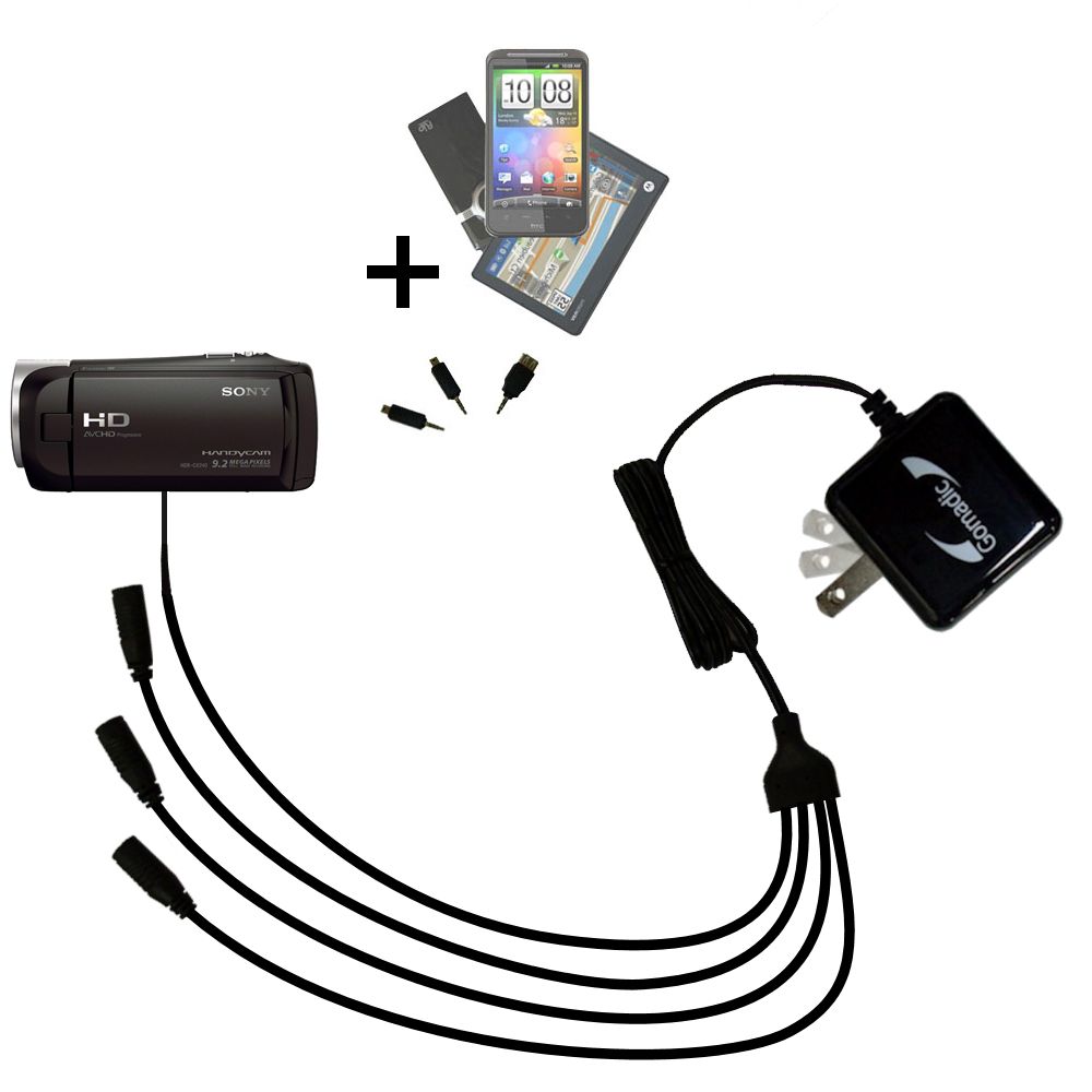 Quad output Wall Charger includes tip for the Sony HDR-CX240