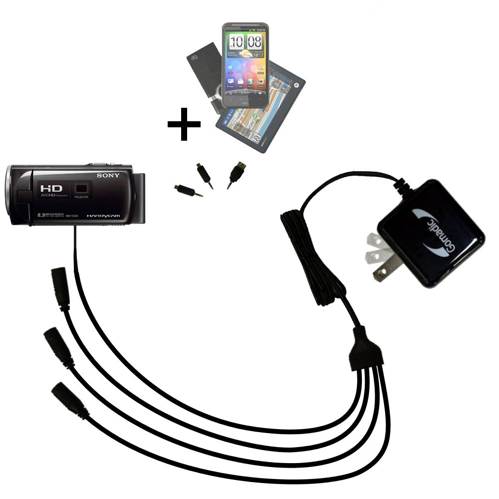 Quad output Wall Charger includes tip for the Sony HDR-PJ230