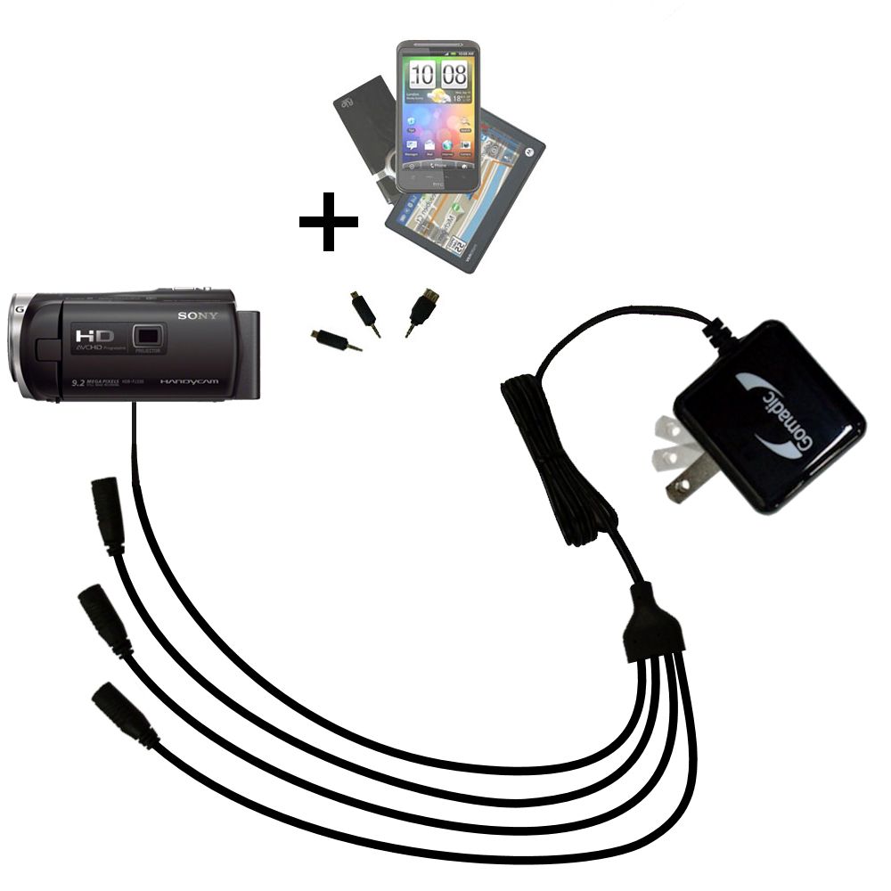 Quad output Wall Charger includes tip for the Sony HDR-PJ340
