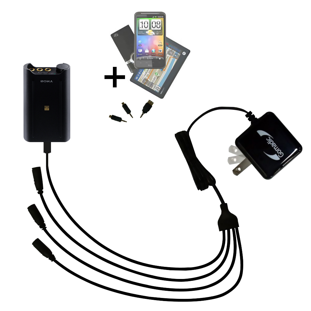 Quad output Wall Charger includes tip for the Sony PHA-3 USB DAC Headphone Amplifier