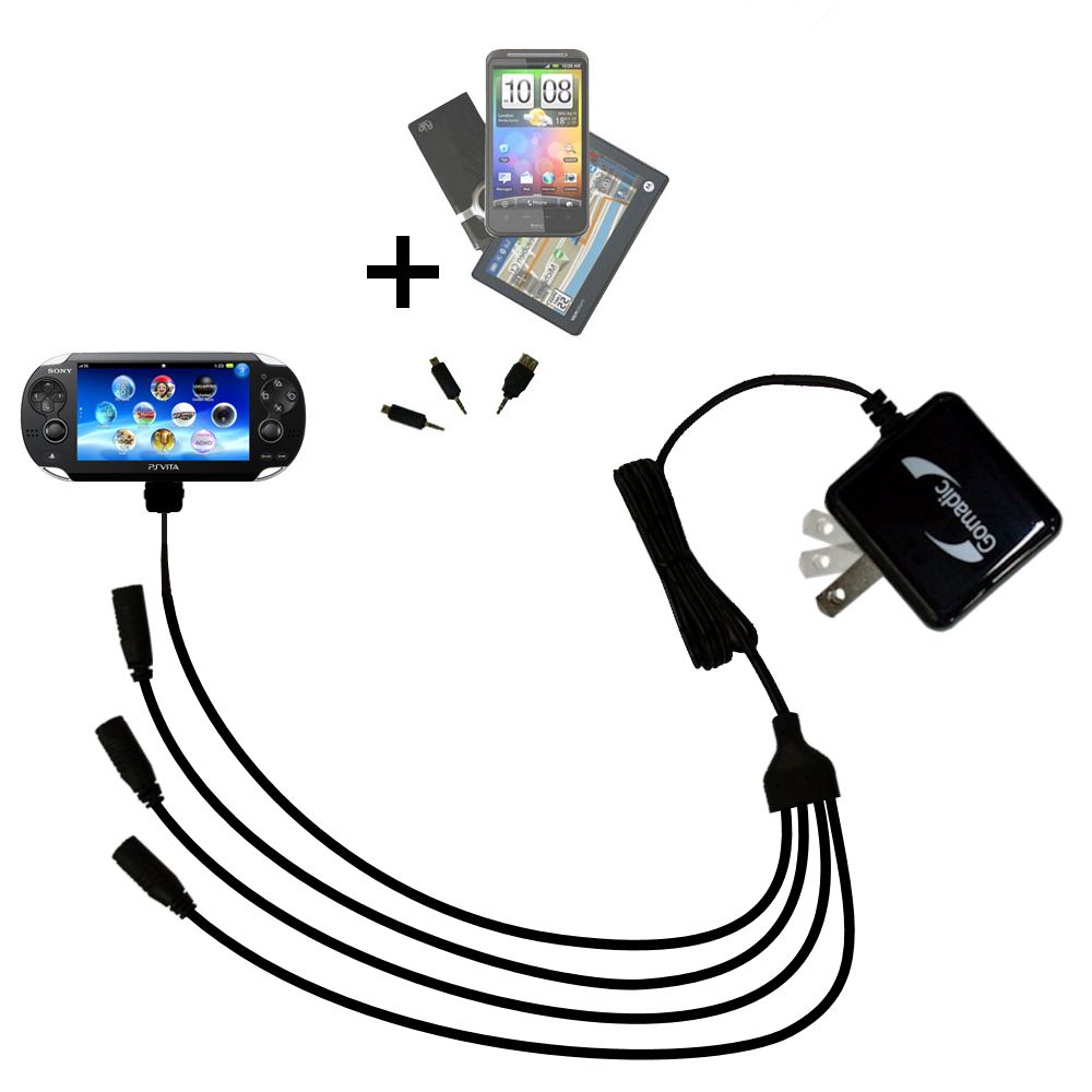 Quad output Wall Charger includes tip for the Sony Playstation Vita