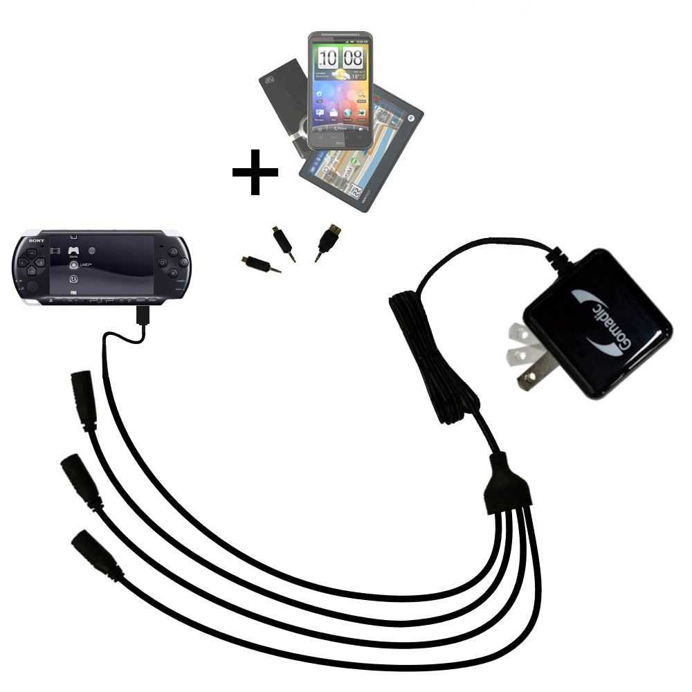Quad output Wall Charger includes tip for the Sony PSP-3001 Playstation Portable Slim