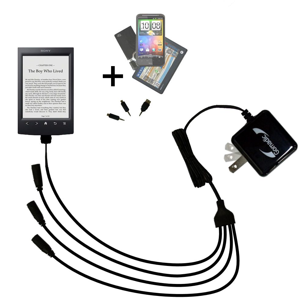 Quad output Wall Charger includes tip for the Sony Reader PRS-T2