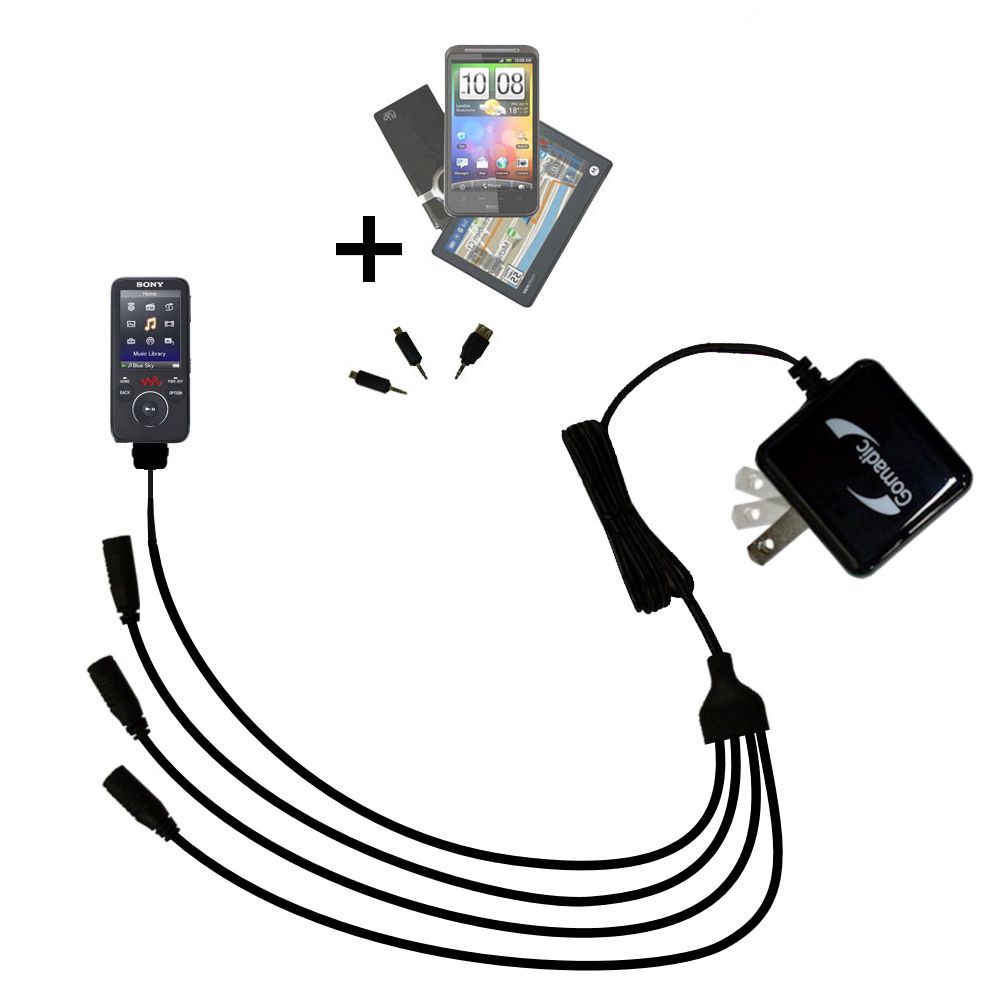 Quad output Wall Charger includes tip for the Sony Walkman NWZ-S710F