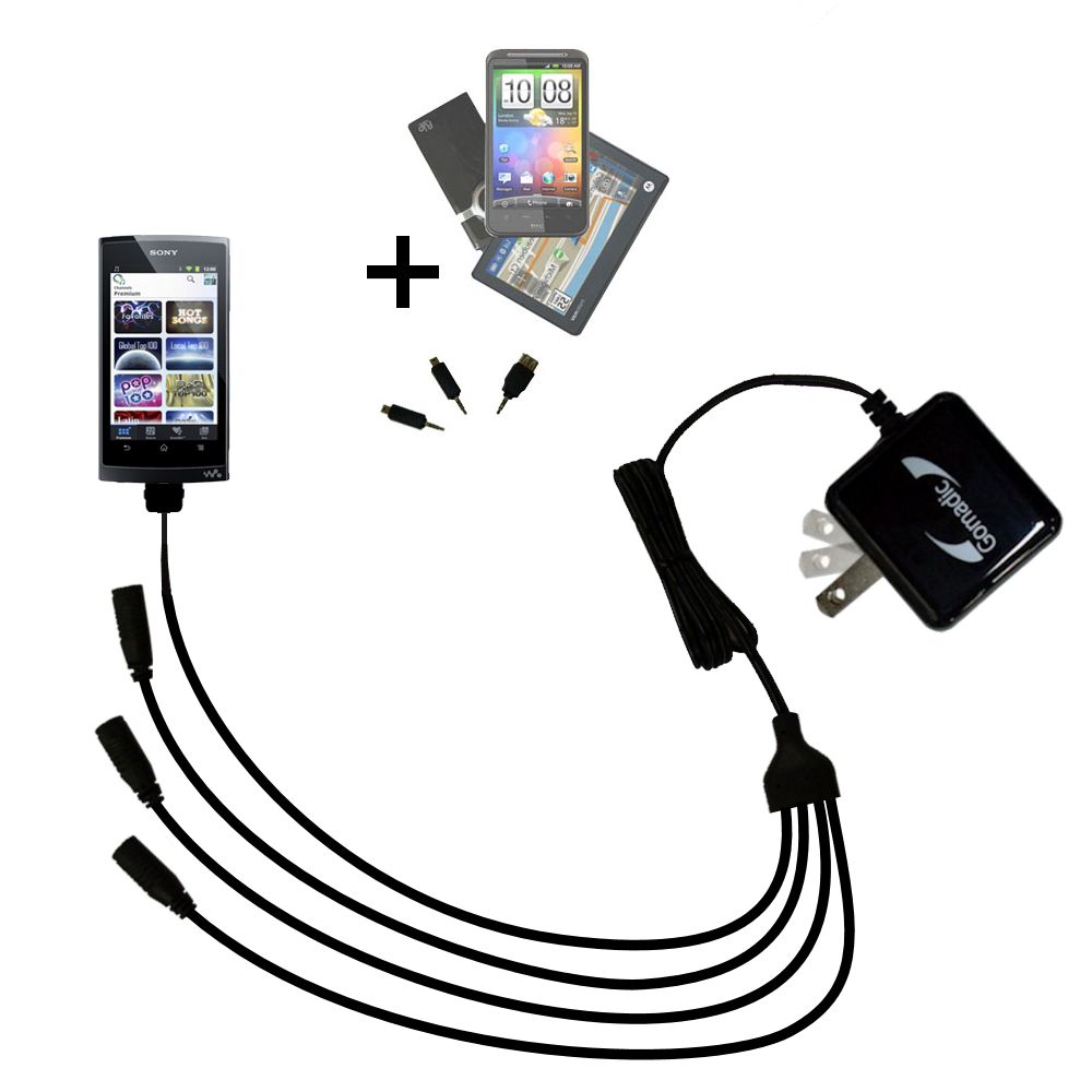 Quad output Wall Charger includes tip for the Sony Walkman NWZ-Z1040 Z1050 Z1060