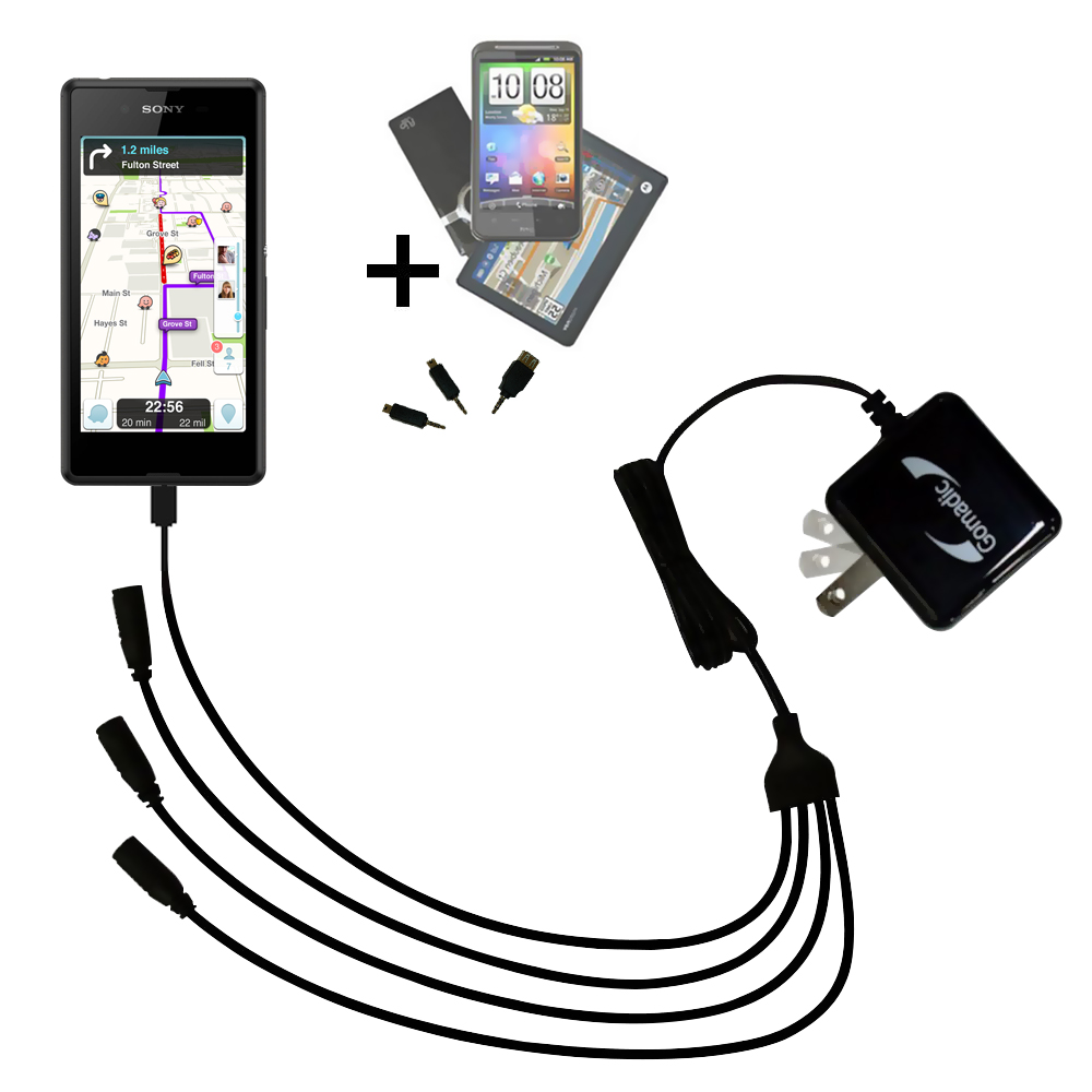 Quad output Wall Charger includes tip for the Sony Xperia E3