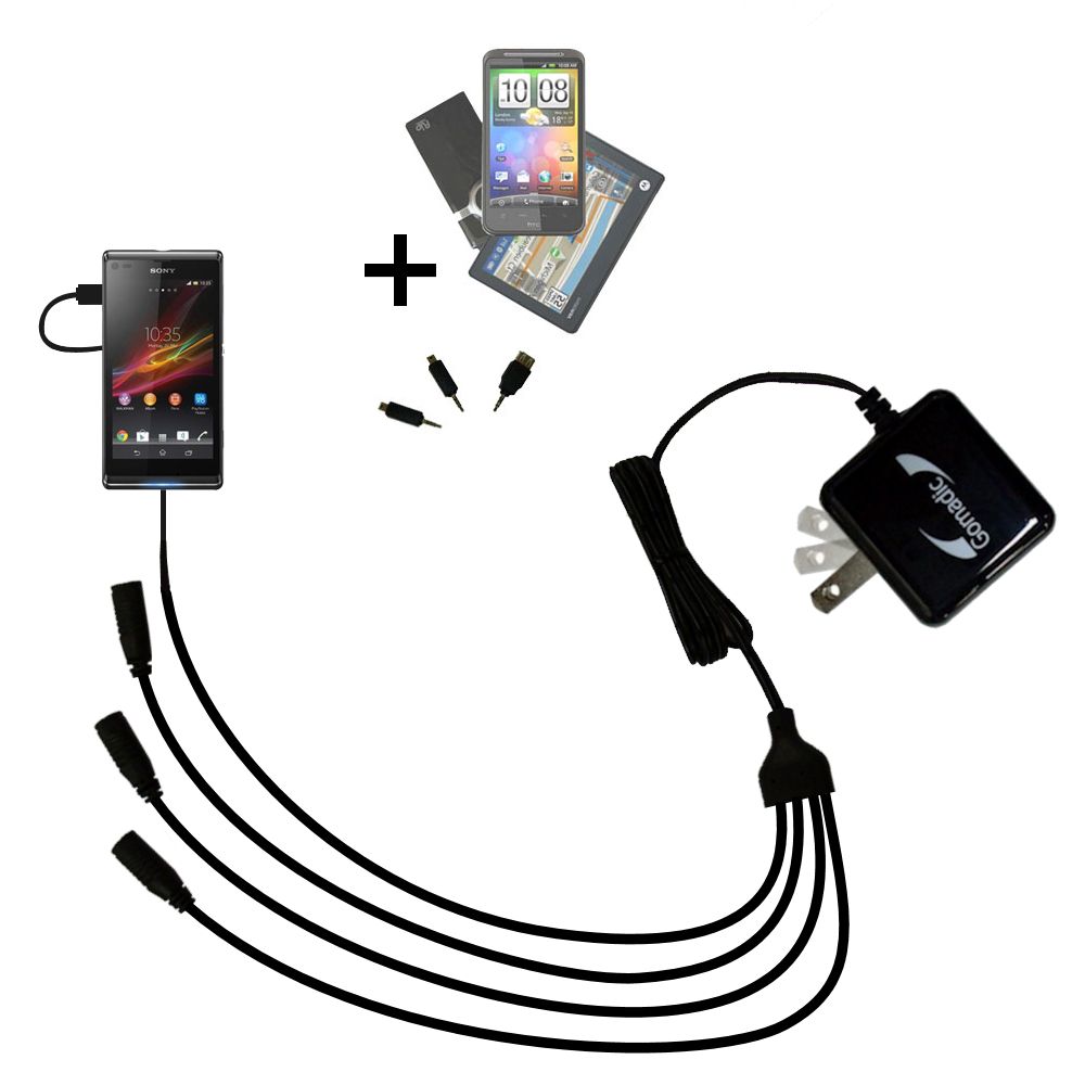 Quad output Wall Charger includes tip for the Sony Xperia L