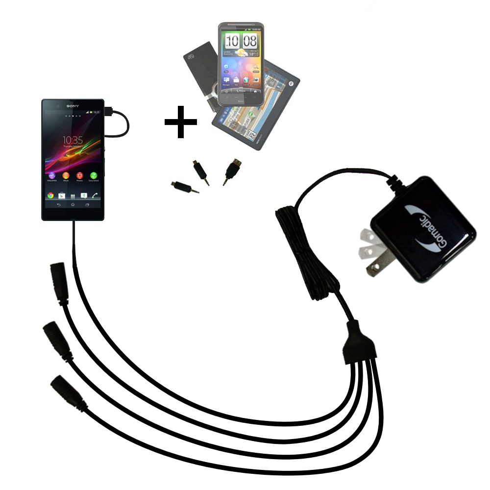 Quad output Wall Charger includes tip for the Sony Xperia Z