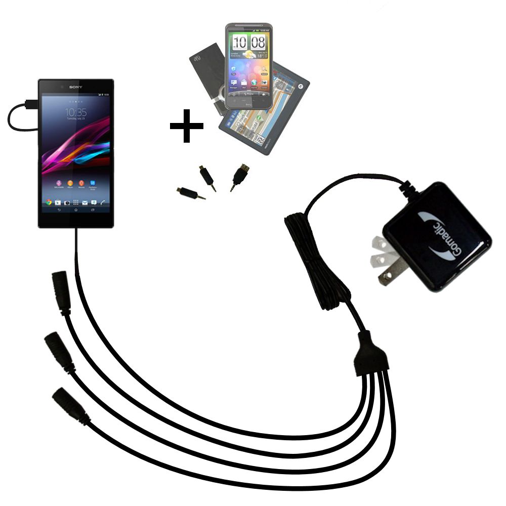 Quad output Wall Charger includes tip for the Sony Xperia Z Ultra