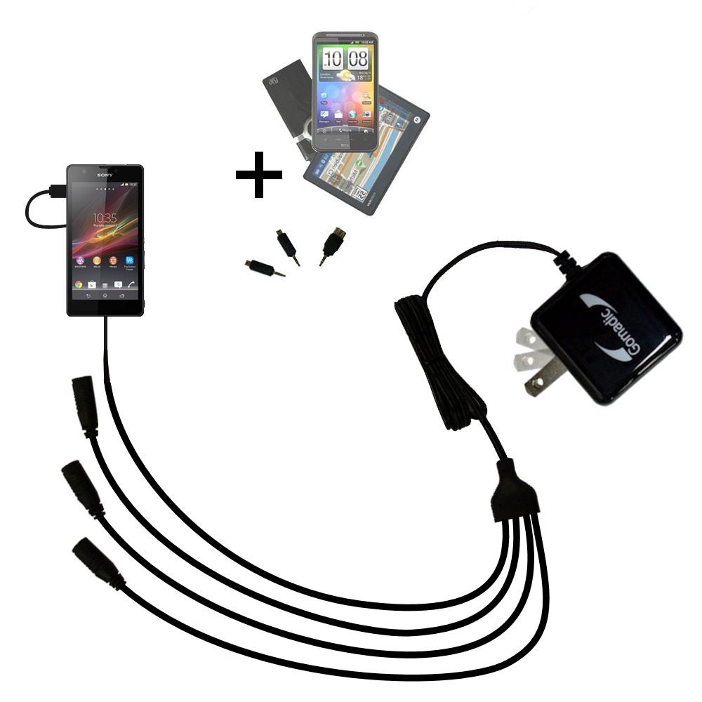 Quad output Wall Charger includes tip for the Sony Xperia ZR