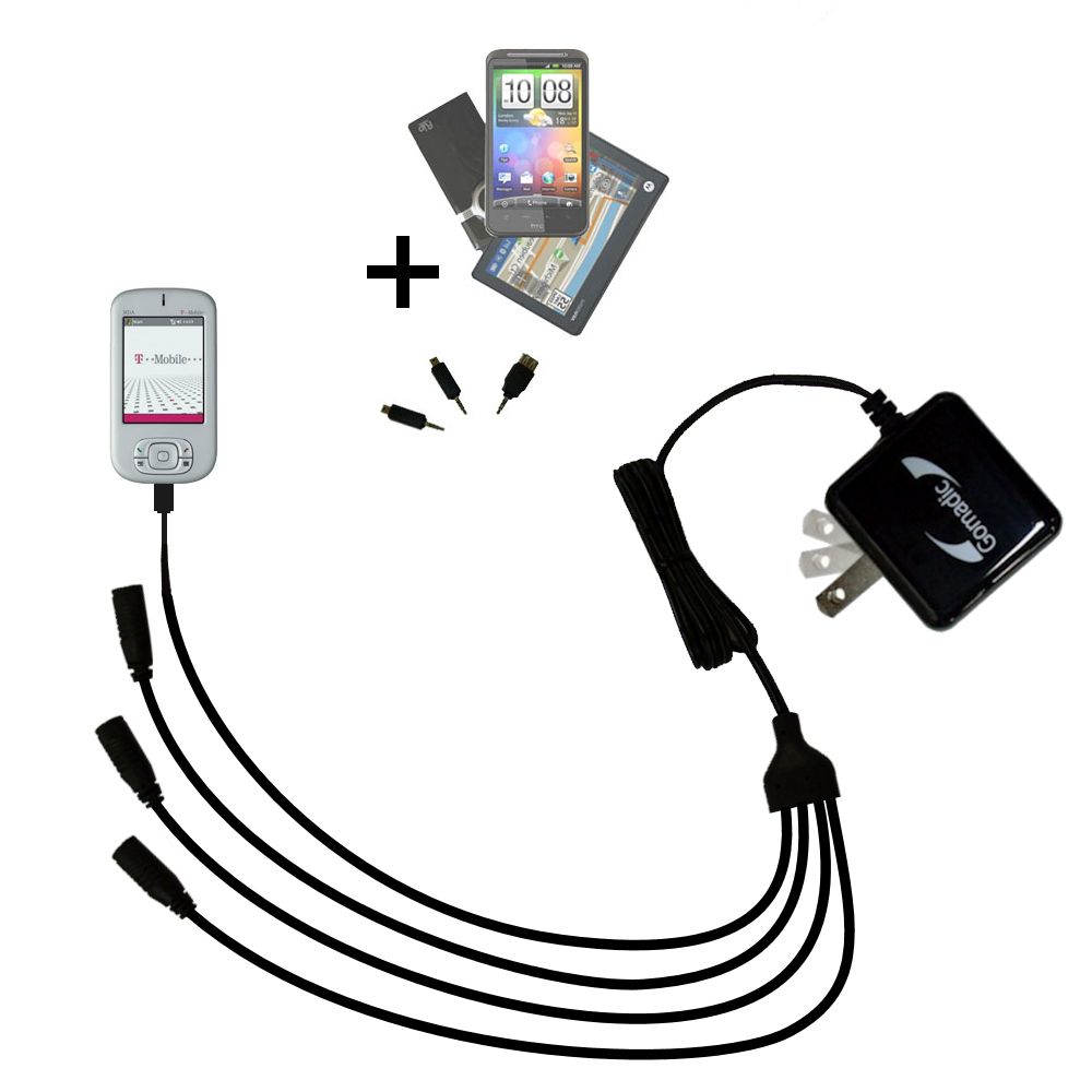 Quad output Wall Charger includes tip for the T-Mobile MDA Compact