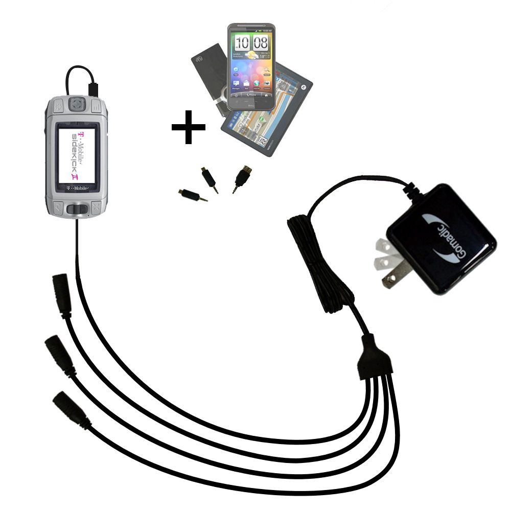 Quad output Wall Charger includes tip for the T-Mobile Sidekick 3