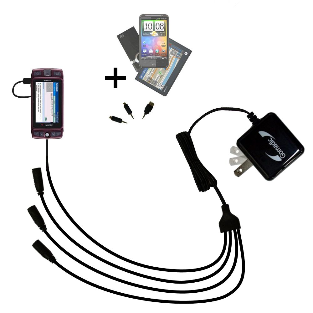 Quad output Wall Charger includes tip for the T-Mobile Sidekick LX