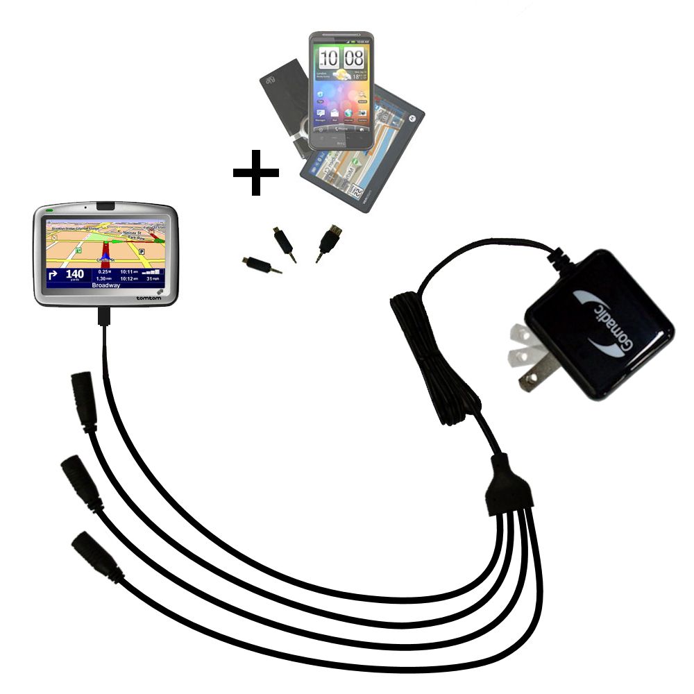 Quad output Wall Charger includes tip for the TomTom Go 900