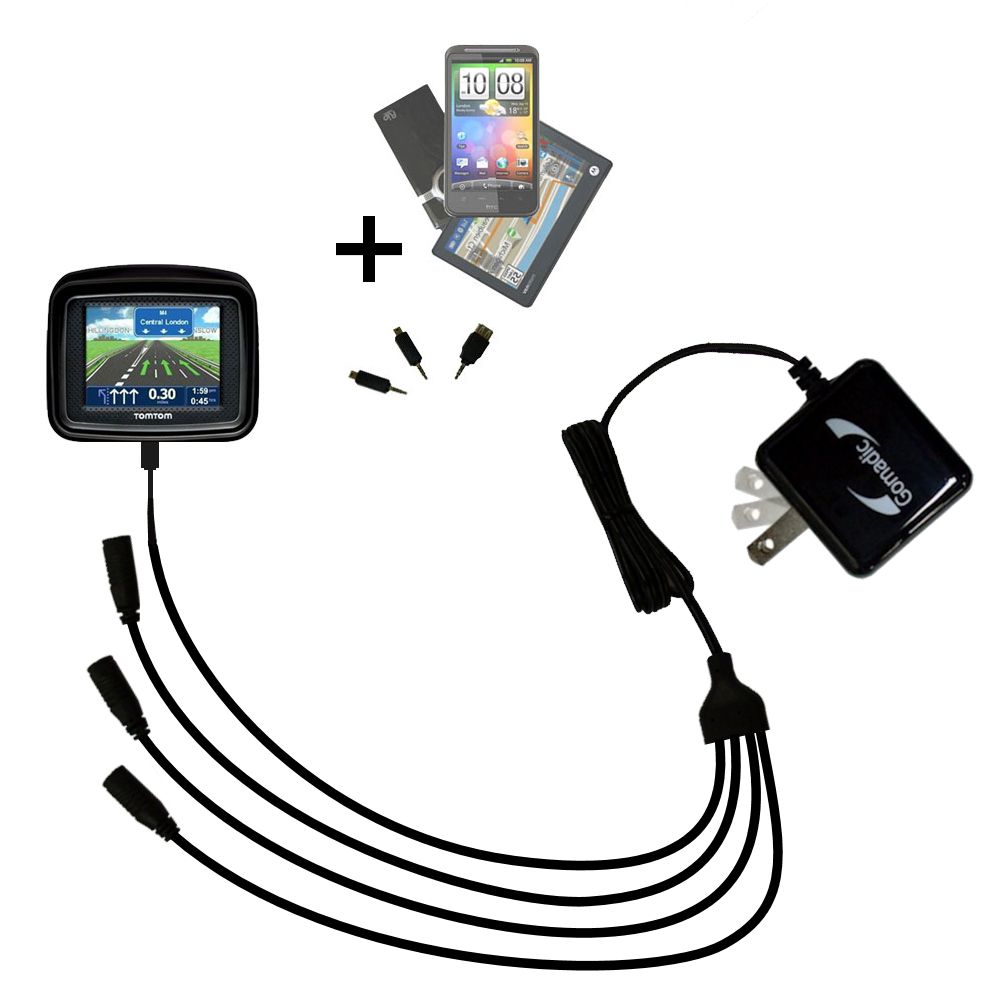 Quad output Wall Charger includes tip for the TomTom Rider