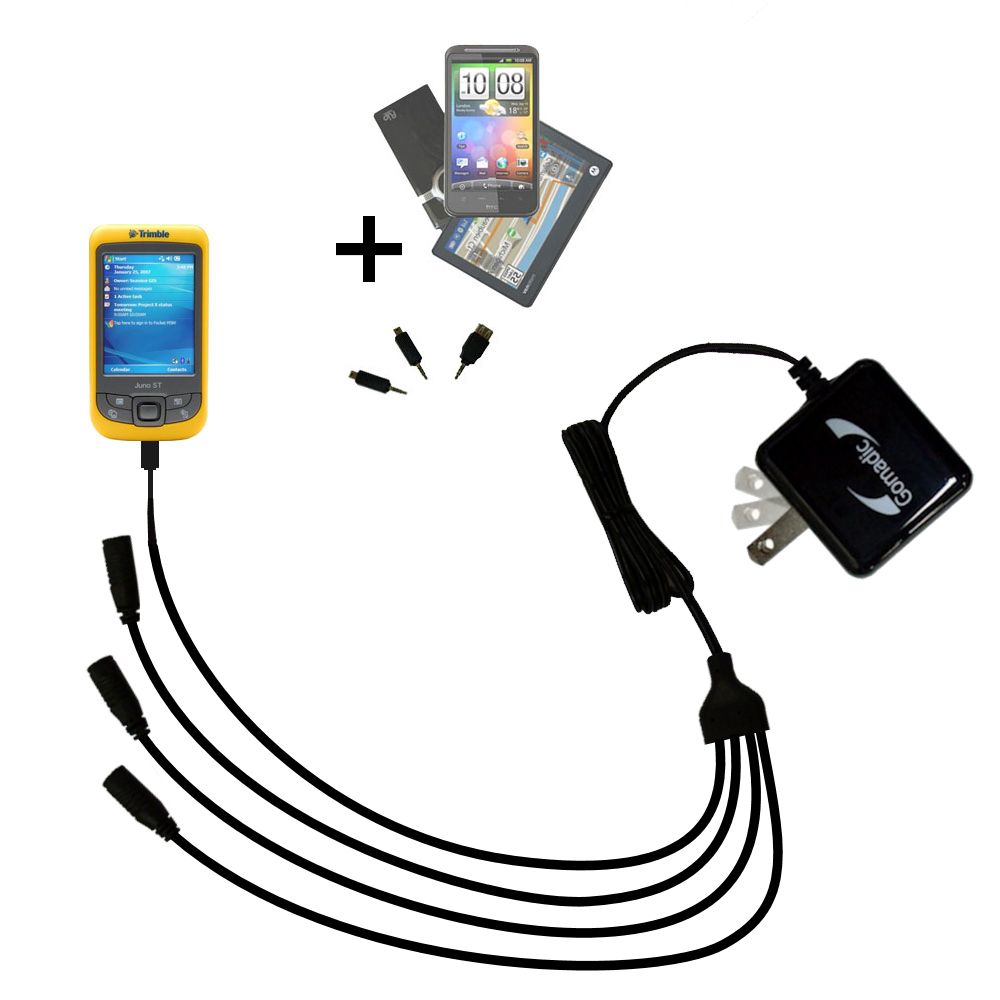 Quad output Wall Charger includes tip for the Trimble Juno ST