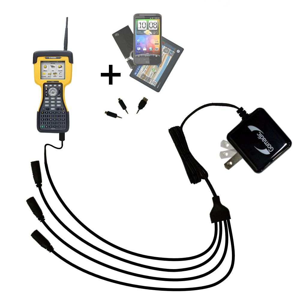 Quad output Wall Charger includes tip for the Trimble TSC2