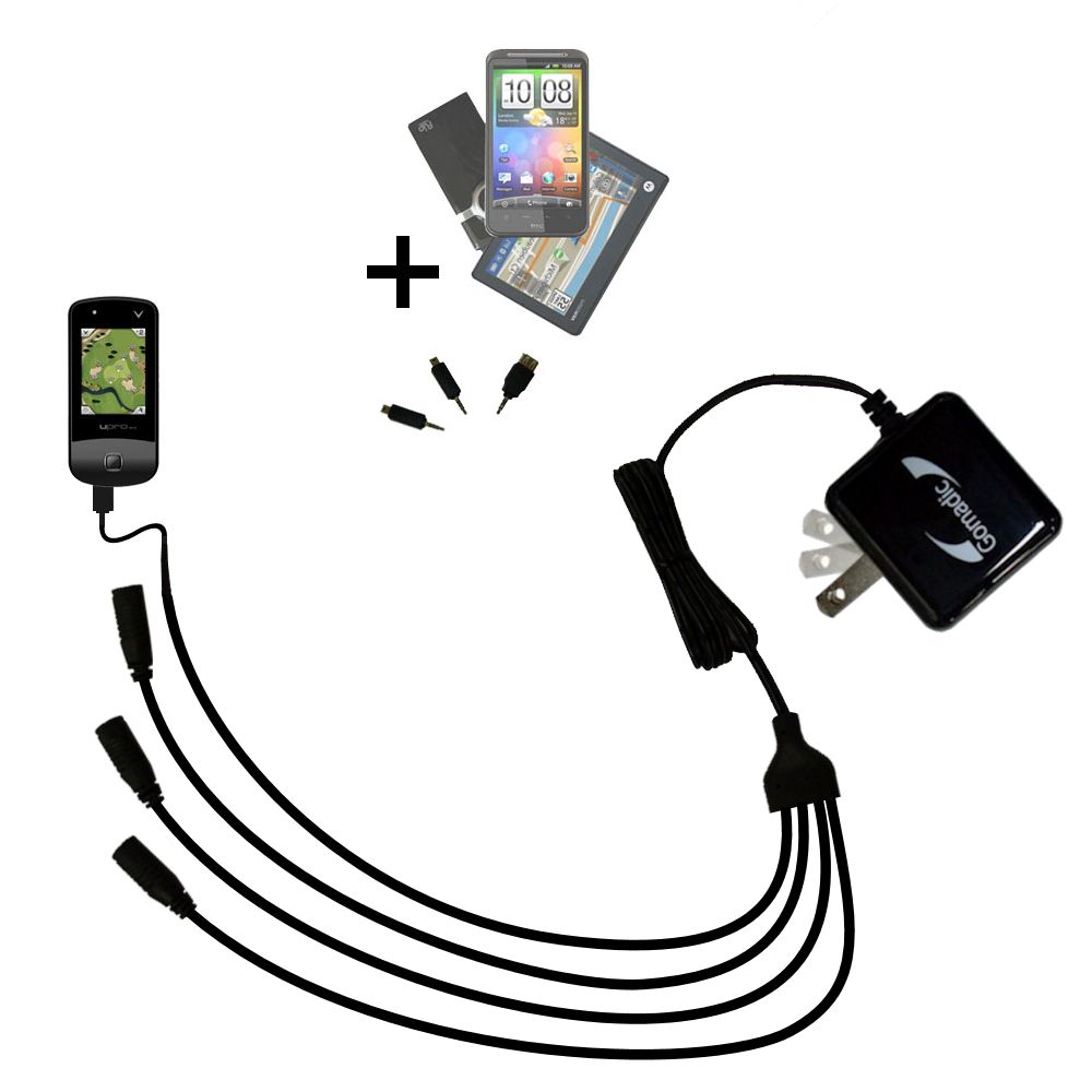 Quad output Wall Charger includes tip for the uPro uPro Golf GPS